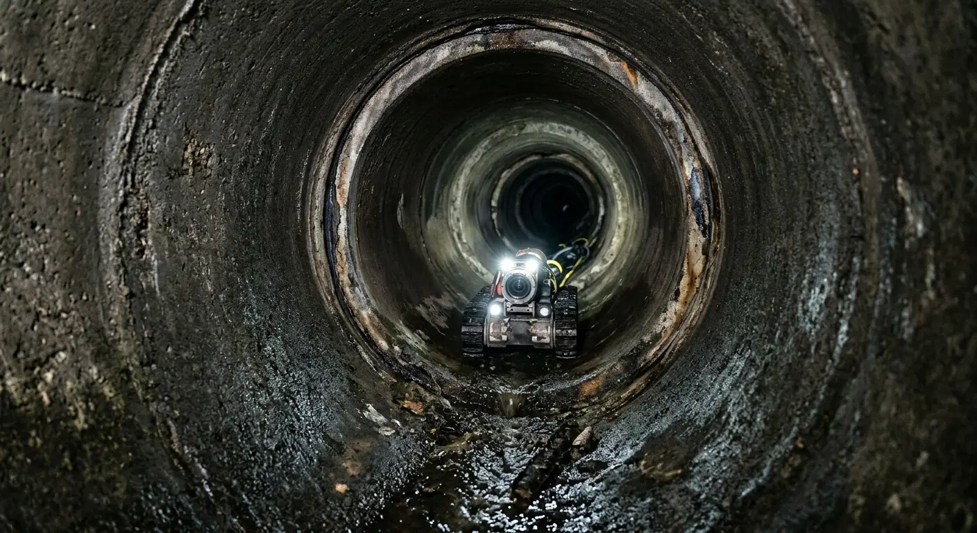 Robotic sewer camera inspecting pipe interior for Sewer Line Cleaning in South Jordan
